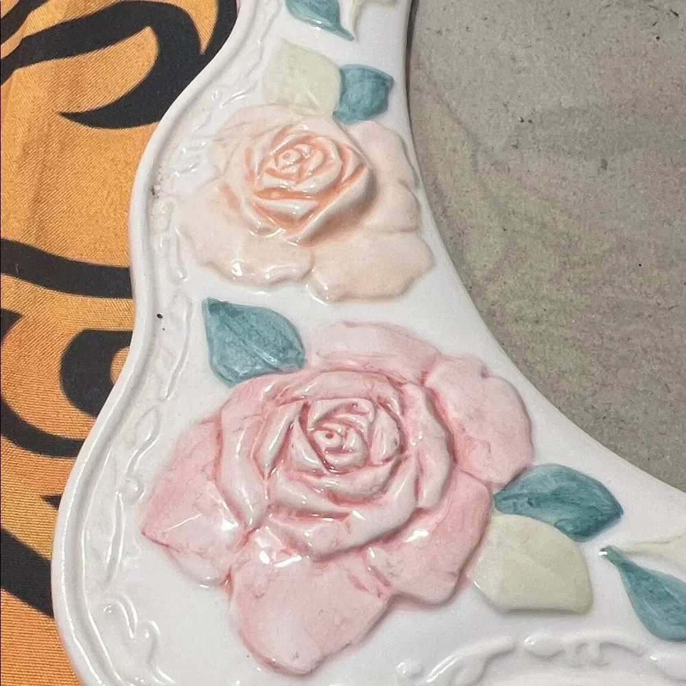 Floral Ceramic Picture Frame - White, Peach and Pink - 5x7